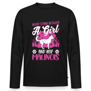 Fille Malinois Berger Belge - T-shirt manches longues Premium bio Homme - noir - Devant - Nico (187cm)