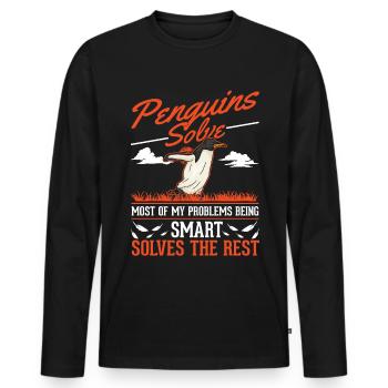 Penguin Gift Penguin - Men's Premium Organic Long Sleeve Shirt - black - Front - Nico (187cm)