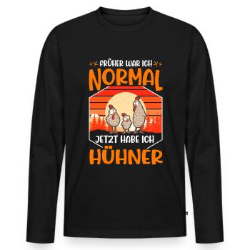 I used to be normal Now I have chickens - Men's Premium Organic Long Sleeve Shirt - black - Front - Nico (187cm)