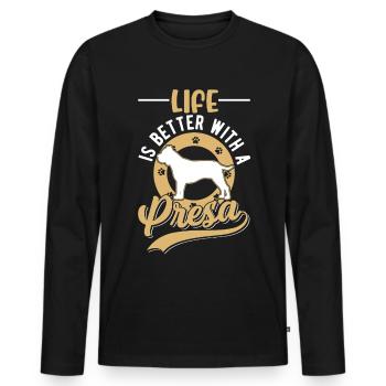Life is better with a Presa Canario - Men's Premium Organic Long Sleeve Shirt - black - Front - Nico (187cm)