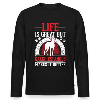Galgo Espanol Spanish Greyhound Galgo - Men's Premium Organic Long Sleeve Shirt - black - Front - Nico (187cm)