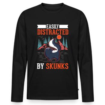 Facilement distrait par les Skunks Skunk - T-shirt manches longues Premium bio Homme - noir - Devant - Nico (187cm)