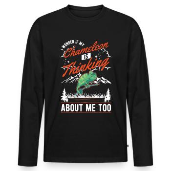 Cadeau caméléon Caméléon - T-shirt manches longues Premium bio Homme - noir - Devant - Nico (187cm)