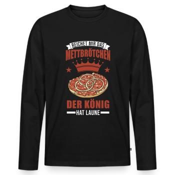 Mettbrötchen König Mett Hackepeter - T-shirt manches longues Premium bio Homme - noir - Devant - Nico (187cm)