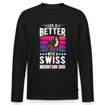 Life is better with a Mountain Dog - Men's Premium Organic Long Sleeve Shirt - black - Front - Nico (187cm)