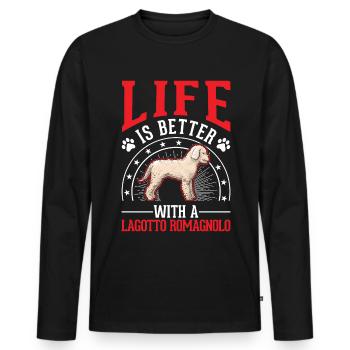 La vie est meilleure avec Lagotto Romagnolo - T-shirt manches longues Premium bio Homme - noir - Devant - Nico (187cm)