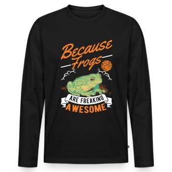 Frog Gift Tree Frog - Men's Premium Organic Long Sleeve Shirt - black - Front - Nico (187cm)