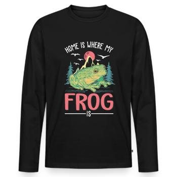 Zuhause ist wo mein Frosch ist - Männer Premium Bio Langarmshirt - Schwarz - Vorne - Nico (187cm)