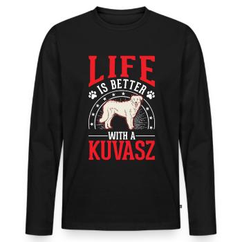 Feasting is better with Kuvasz - Men's Premium Organic Long Sleeve Shirt - black - Front - Nico (187cm)