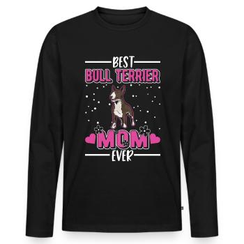 Bull Terrier Mom Miniature Bull Terrier - Men's Premium Organic Long Sleeve Shirt - black - Front - Nico (187cm)
