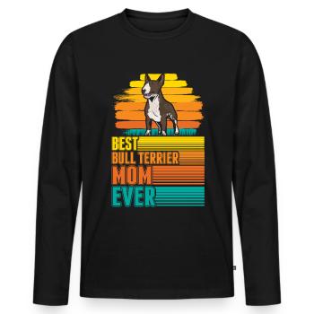Bull Terrier Mom Miniature Bull Terrier - Men's Premium Organic Long Sleeve Shirt - black - Front - Nico (187cm)