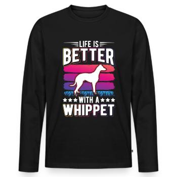 La vie est meilleure avec un whippet - T-shirt manches longues Premium bio Homme - noir - Devant - Nico (187cm)