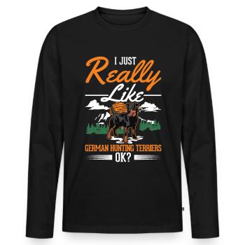 J’aime juste les terriers de chasse allemands - T-shirt manches longues Premium bio Homme - noir - Devant - Nico (187cm)