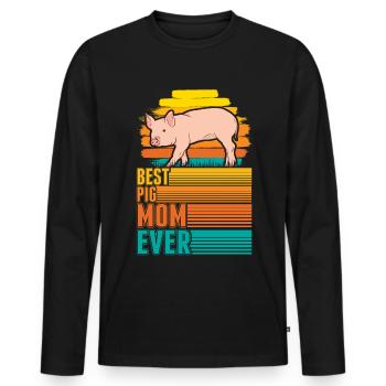 Best Pig Mom Ever Schweine Mama - Männer Premium Bio Langarmshirt - Schwarz - Vorne - Nico (187cm)