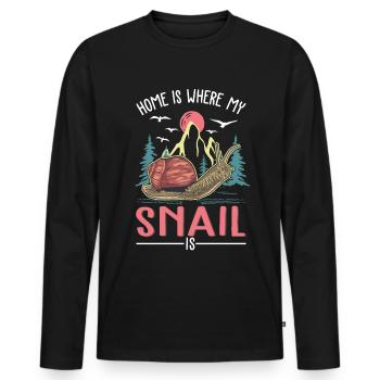 La maison est là où sont mes escargots - T-shirt manches longues Premium bio Homme - noir - Devant - Nico (187cm)