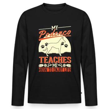 My Podenco teaches me how to enjoy life - Männer Premium Bio Langarmshirt - Schwarz - Vorne - Nico (187cm)