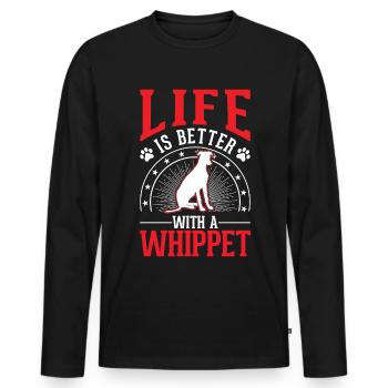 La vie est meilleure avec un whippet - T-shirt manches longues Premium bio Homme - noir - Devant - Nico (187cm)