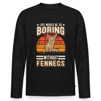 Fennec Cadeau Fennec Renard du désert - T-shirt manches longues Premium bio Homme - noir - Devant - Nico (187cm)