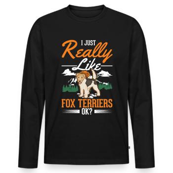 J’aime juste les fox-terriers - T-shirt manches longues Premium bio Homme - noir - Devant - Nico (187cm)