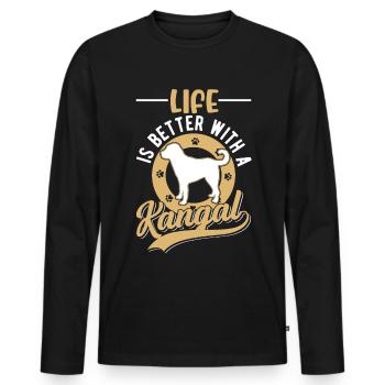La vie est meilleure avec un Kangal - T-shirt manches longues Premium bio Homme - noir - Devant - Nico (187cm)