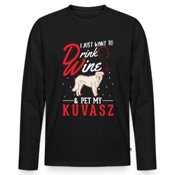 Kuvasz und Wein - Männer Premium Bio Langarmshirt - Schwarz - Vorne - Nico (187cm)