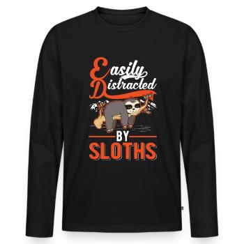 Sloth Gift Sloth - Men's Premium Organic Long Sleeve Shirt - black - Front - Nico (187cm)