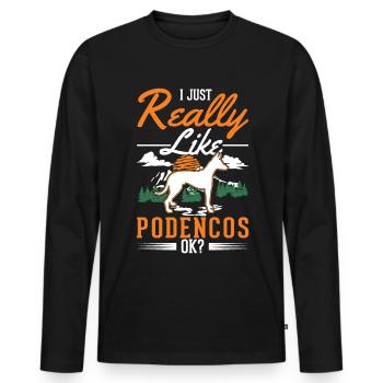 Podenco Ibicenco Chien d’Ibizie - T-shirt manches longues Premium bio Homme - noir - Devant - Nico (187cm)