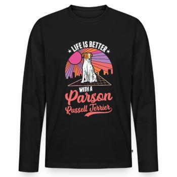 Life is better with Parson Russell Terrier - Men's Premium Organic Long Sleeve Shirt - black - Front - Nico (187cm)