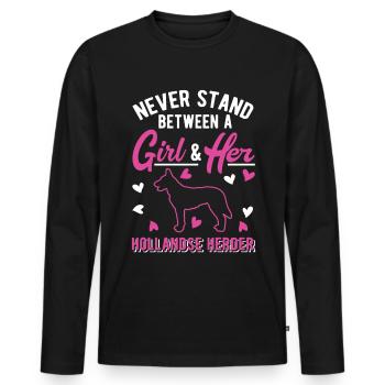 Hollandse Herder Girl Berger Hollandais - T-shirt manches longues Premium bio Homme - noir - Devant - Nico (187cm)