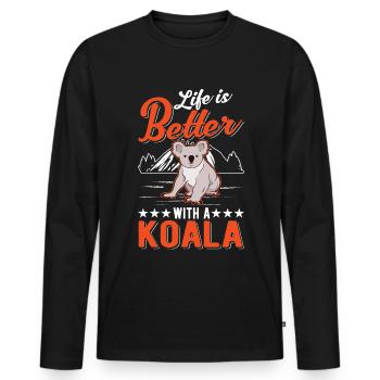 Life is better with a Koala Koala Bear - Men's Premium Organic Long Sleeve Shirt - black - Front - Nico (187cm)