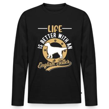 La vie est meilleure avec le Setter anglais - T-shirt manches longues Premium bio Homme - noir - Devant - Nico (187cm)