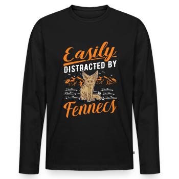 Easily distracted by Fennecs Fennek Wüstenfuchs - Männer Premium Bio Langarmshirt - Schwarz - Vorne - Nico (187cm)
