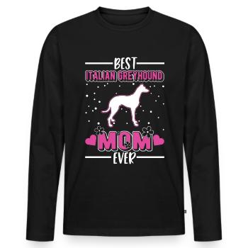 Italian Greyhound Mom - Men's Premium Organic Long Sleeve Shirt - black - Front - Nico (187cm)