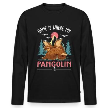 Home is where my pangolin is - Men's Premium Organic Long Sleeve Shirt - black - Front - Nico (187cm)
