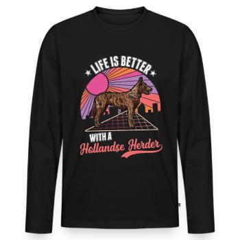Life is with a Hollandse Herder - Men's Premium Organic Long Sleeve Shirt - black - Front - Nico (187cm)