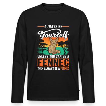Always be yourses Fennec Wüstenfuchs Fennek - Männer Premium Bio Langarmshirt - Schwarz - Vorne - Nico (187cm)