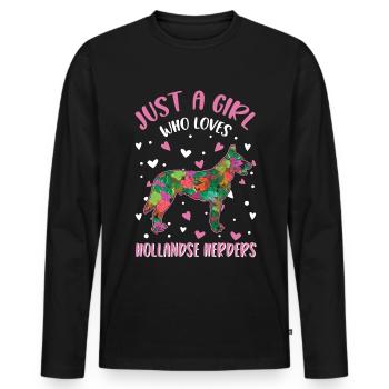 Hollandse Herder Girl Dutch Shepherd Dog - Men's Premium Organic Long Sleeve Shirt - black - Front - Nico (187cm)