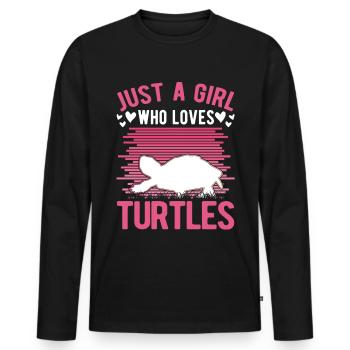 Girl Turtles Love Statement Gift - Men's Premium Organic Long Sleeve Shirt - black - Front - Nico (187cm)