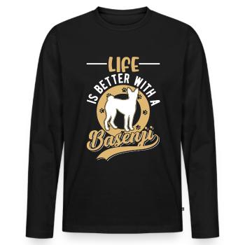 Das Leben ist besser mit einem Basenji - Männer Premium Bio Langarmshirt - Schwarz - Vorne - Nico (187cm)