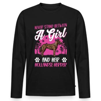 Hollandse Herder Girl Berger Hollandais - T-shirt manches longues Premium bio Homme - noir - Devant - Nico (187cm)