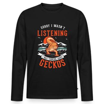 Gecko Geschenk Leopardgecko - Männer Premium Bio Langarmshirt - Schwarz - Vorne - Nico (187cm)