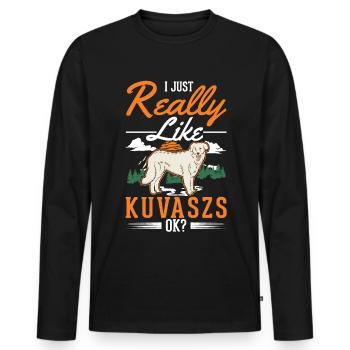 J’aime un Kuvasz simple - T-shirt manches longues Premium bio Homme - noir - Devant - Nico (187cm)