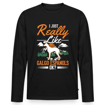 J’aime juste Galgo Españols - T-shirt manches longues Premium bio Homme - noir - Devant - Nico (187cm)