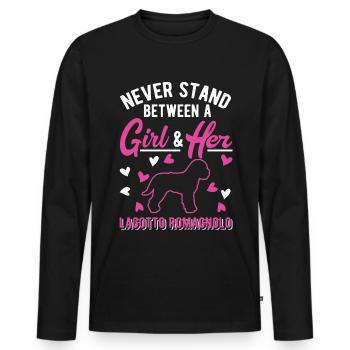 Lagotto Romagnolo Fille Chien d’Eau - T-shirt manches longues Premium bio Homme - noir - Devant - Nico (187cm)