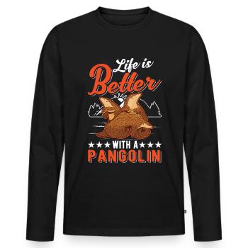 Life is better with a pangolin - Men's Premium Organic Long Sleeve Shirt - black - Front - Nico (187cm)