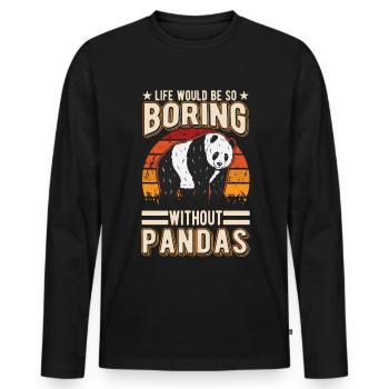 Panda Lover Panda Bear Gift - Men's Premium Organic Long Sleeve Shirt - black - Front - Nico (187cm)
