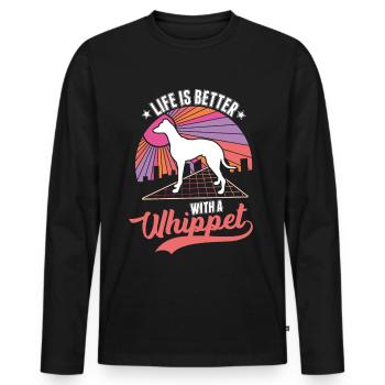 La vie est meilleure avec un whippet - T-shirt manches longues Premium bio Homme - noir - Devant - Nico (187cm)