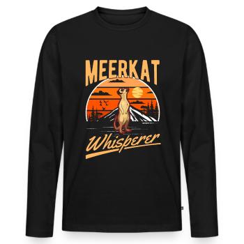 Erdmännchen Flüsterer Meerkat Whisperer - T-shirt manches longues Premium bio Homme - noir - Devant - Nico (187cm)