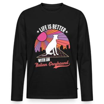 Cadeau lévrier italien - T-shirt manches longues Premium bio Homme - noir - Devant - Nico (187cm)