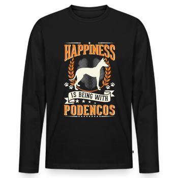 Happiness is being with Podencos - Männer Premium Bio Langarmshirt - Schwarz - Vorne - Nico (187cm)
